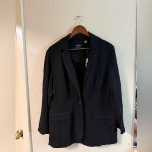 Tahari Women Black knit Blazer Size 1X Botton Down Office Career Business Casual